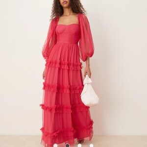 ASOS Red Ruffle Prom Dress